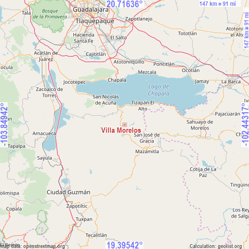 Villa Morelos on map