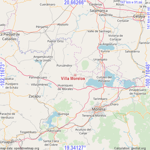 Villa Morelos on map