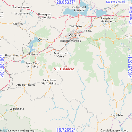 Villa Madero on map