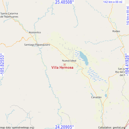 Villa Hermosa on map