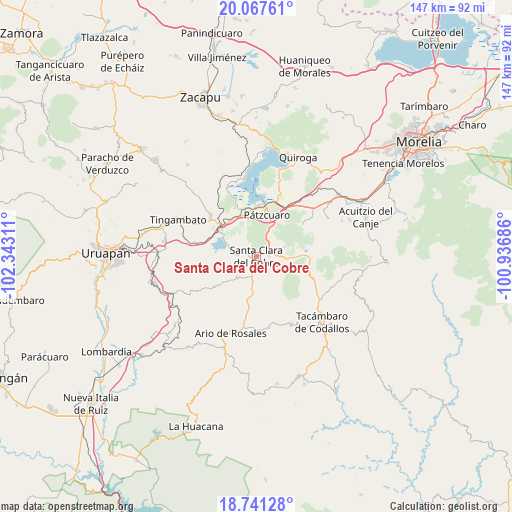 Santa Clara del Cobre on map