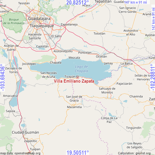 Villa Emiliano Zapata on map