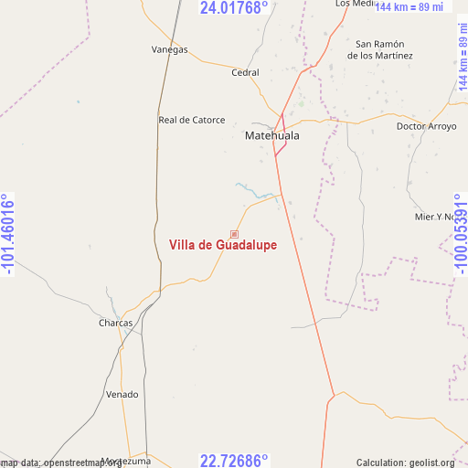 Villa de Guadalupe on map