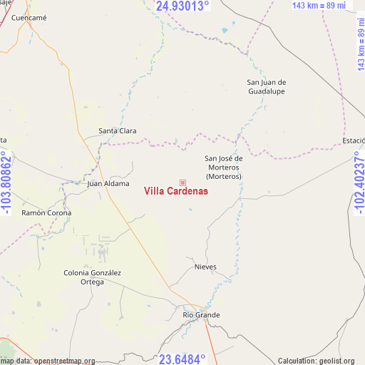 Villa Cardenas on map