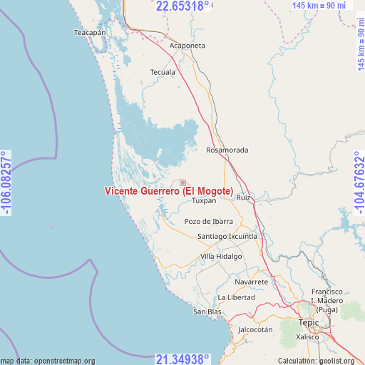Vicente Guerrero (El Mogote) on map
