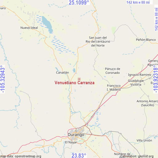 Venustiano Carranza on map