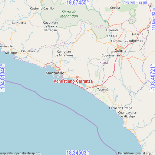 Venustiano Carranza on map