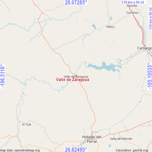Valle de Zaragoza on map