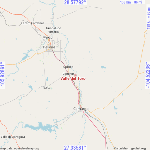 Valle del Toro on map
