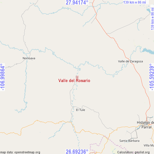 Valle del Rosario on map