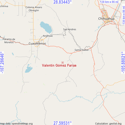 Valentín Gómez Farías on map