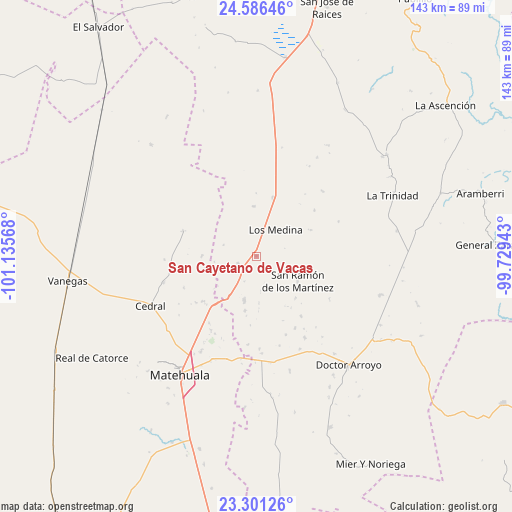 San Cayetano de Vacas on map