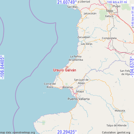 Ursulo Galván on map