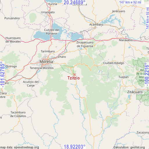 Tzitzio on map