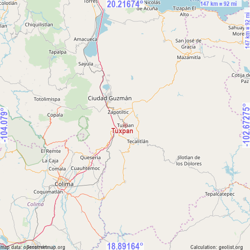 Tuxpan on map
