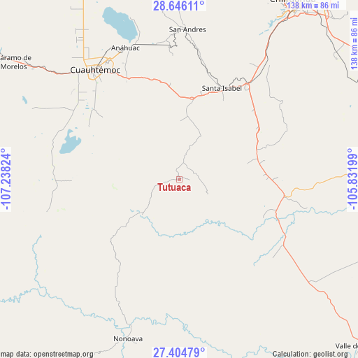 Tutuaca on map