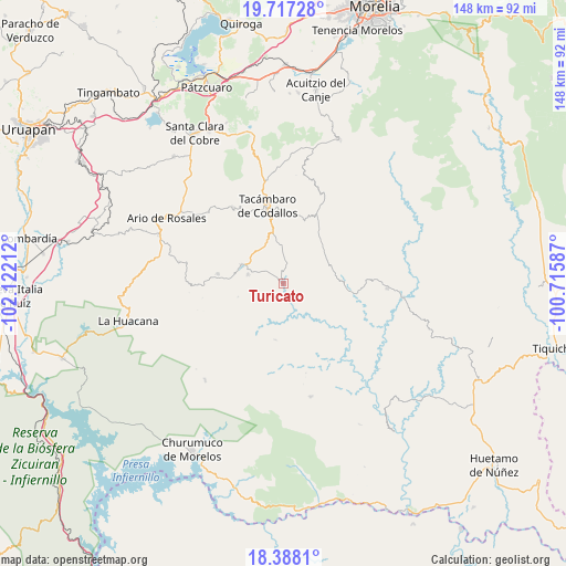 Turicato on map