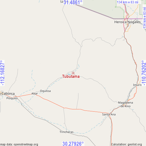 Tubutama on map