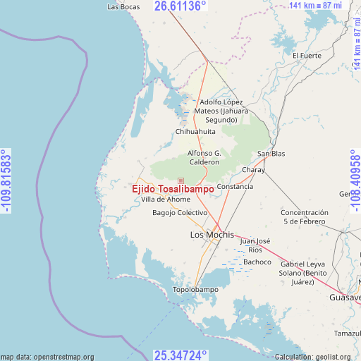 Ejido Tosalibampo on map