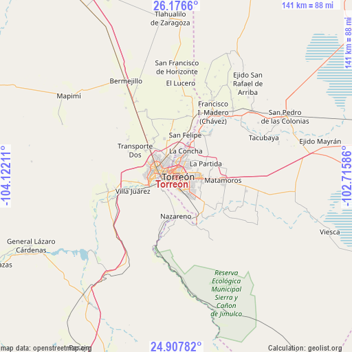 Torreón on map