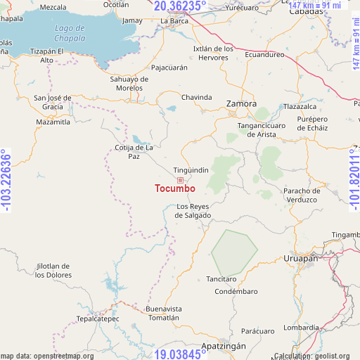 Tocumbo on map