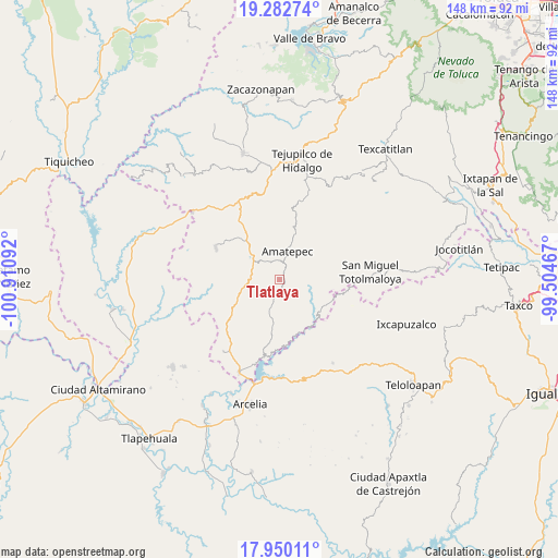 Tlatlaya on map