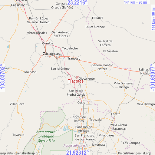 Tlacotes on map