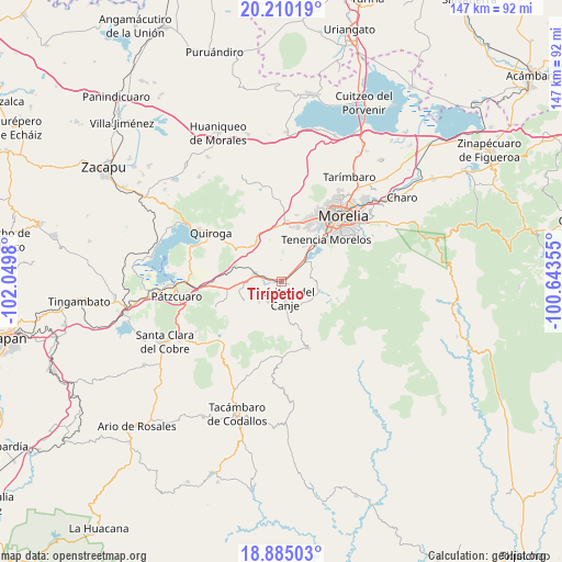 Tirípetio on map