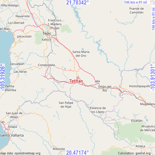 Tetitlán on map