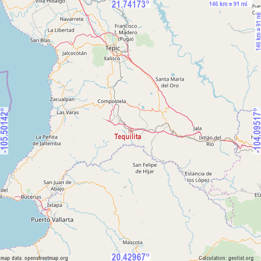 Tequilita on map
