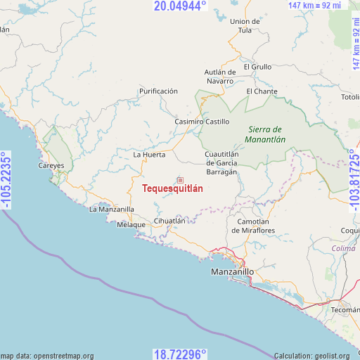 Tequesquitlán on map