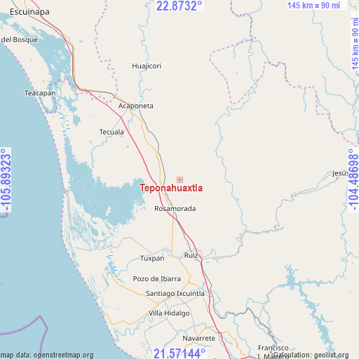 Teponahuaxtla on map