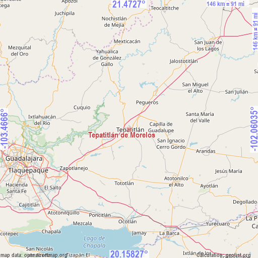 Tepatitlán de Morelos on map