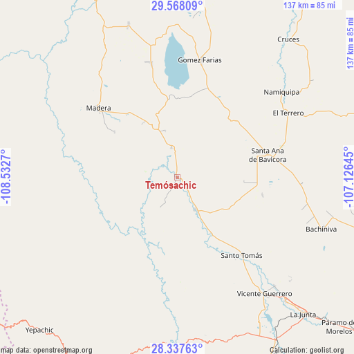 Temósachic on map