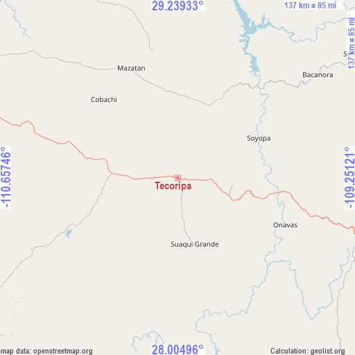 Tecoripa on map