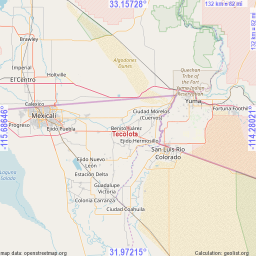 Tecolots on map