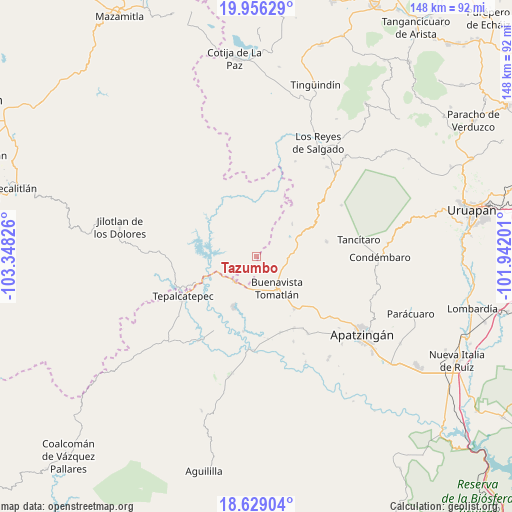 Tazumbo on map