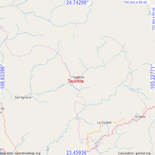 Tayoltita on map