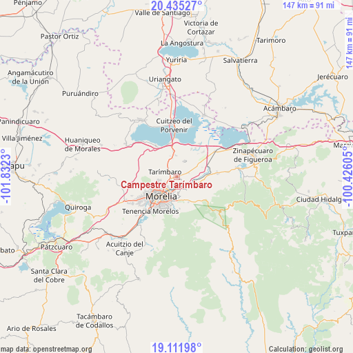Campestre Tarímbaro on map
