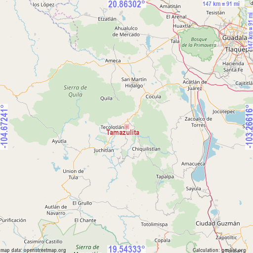 Tamazulita on map
