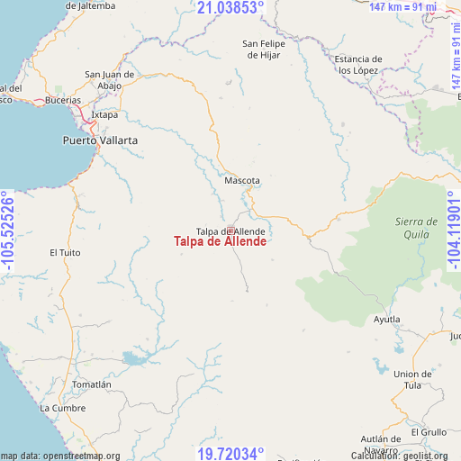 Talpa de Allende on map
