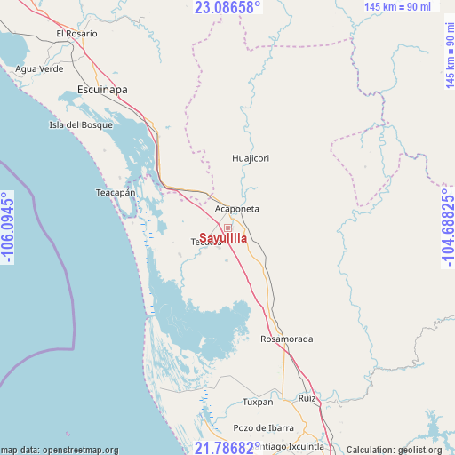 Sayulilla on map