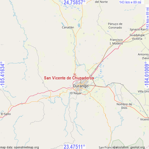 San Vicente de Chupaderos on map