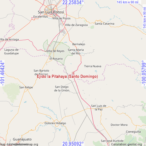 Ejido la Pitahaya (Santo Domingo) on map