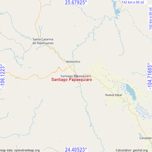 Santiago Papasquiaro on map