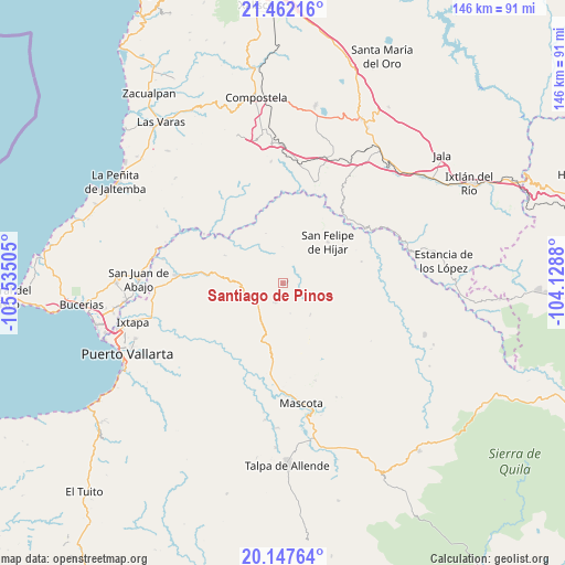 Santiago de Pinos on map