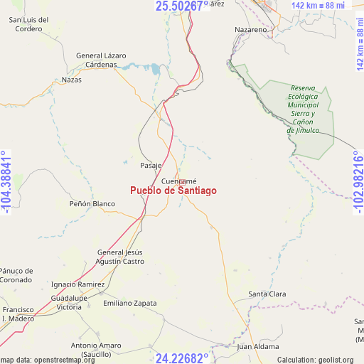 Pueblo de Santiago on map