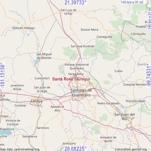 Santa Rosa Jauregui on map
