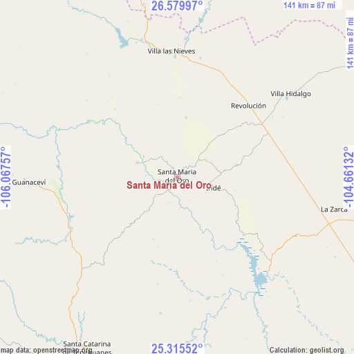 Santa María del Oro on map