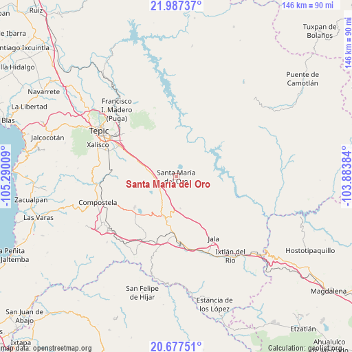 Santa María del Oro on map
